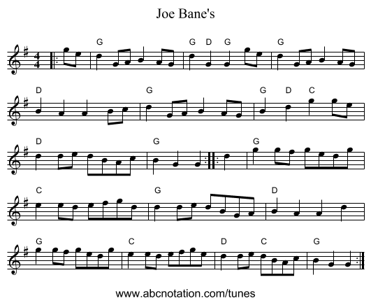 Abc Joe Bane S Thesession Org Tunes 16307 No Ext 0002 abc notation