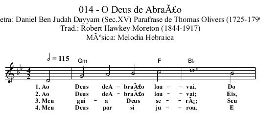 014 - O Deus de Abraão - staff notation
