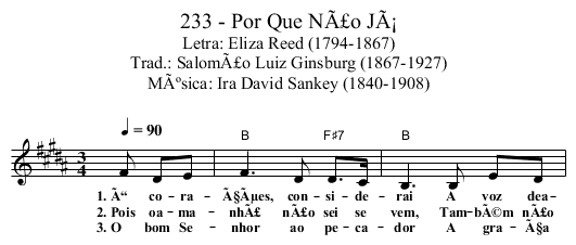 233 - Por Que Não Já - staff notation