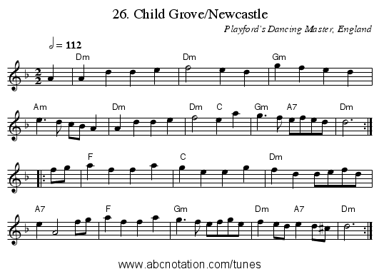 26. Child Grove/Newcastle - staff notation