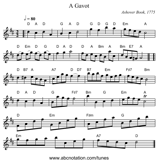 A Gavot - staff notation