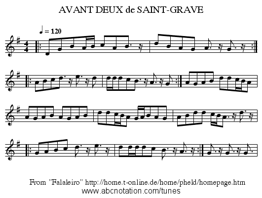 AVANT DEUX de SAINT-GRAVE - staff notation