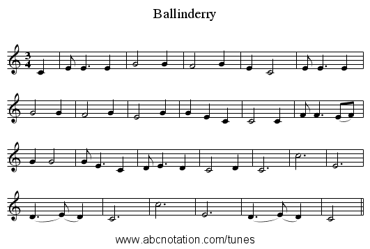 Ballinderry - staff notation