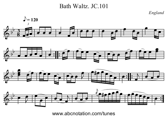 Bath Waltz. JC.101 - staff notation