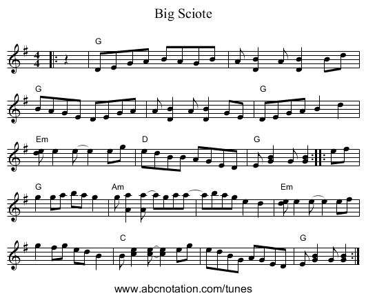 Big Sciote - staff notation