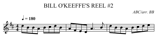 BILL O'KEEFFE'S REEL #2 - staff notation