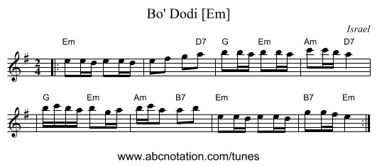 Bo' Dodi [Em] - staff notation