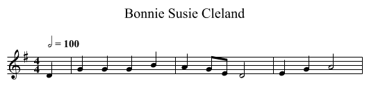 Bonnie Susie Cleland - staff notation