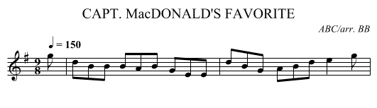CAPT. MacDONALD'S FAVORITE - staff notation
