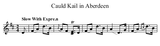 Cauld Kail in Aberdeen - staff notation