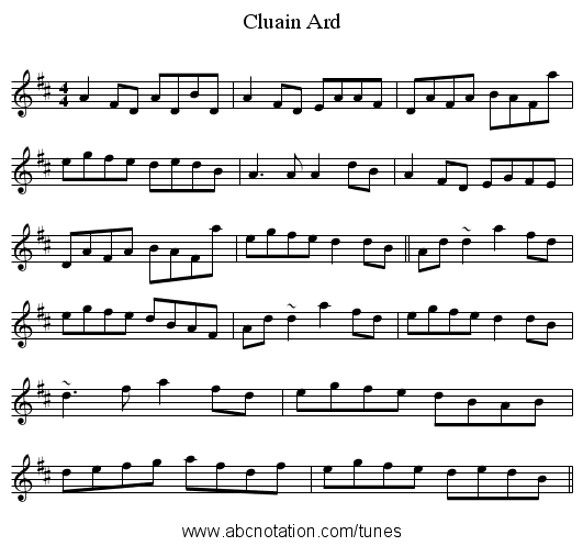 Cluain Ard - staff notation