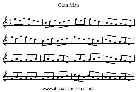 Cran Man - staff notation