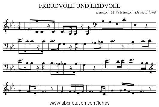 FREUDVOLL UND LEIDVOLL - staff notation