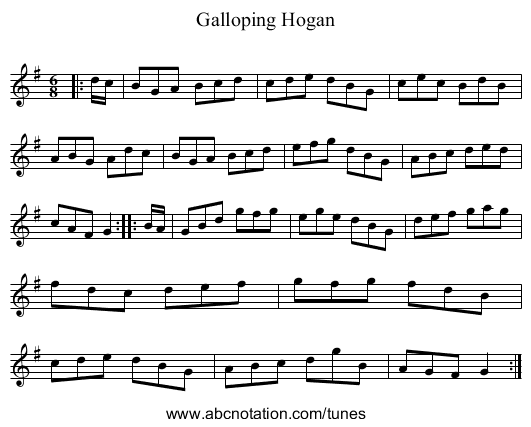 Galloping Hogan - staff notation