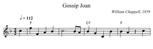 Gossip Joan - staff notation