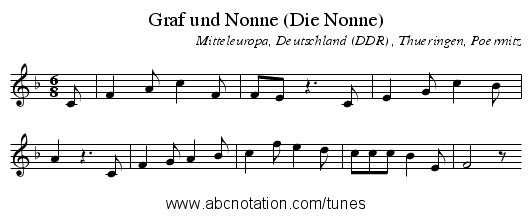 Graf und Nonne (Die Nonne) - staff notation