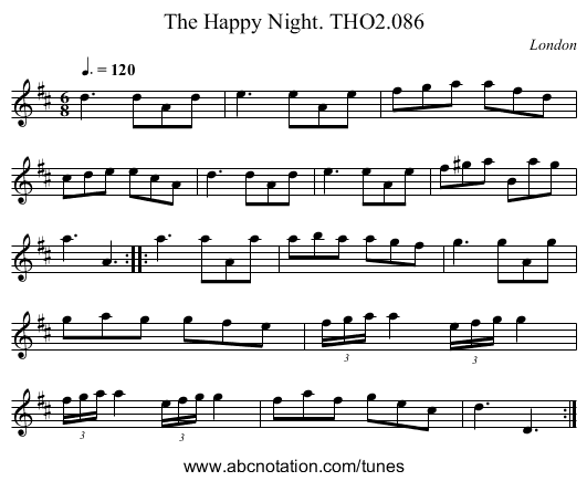 Happy Night. THO2.086, The - staff notation