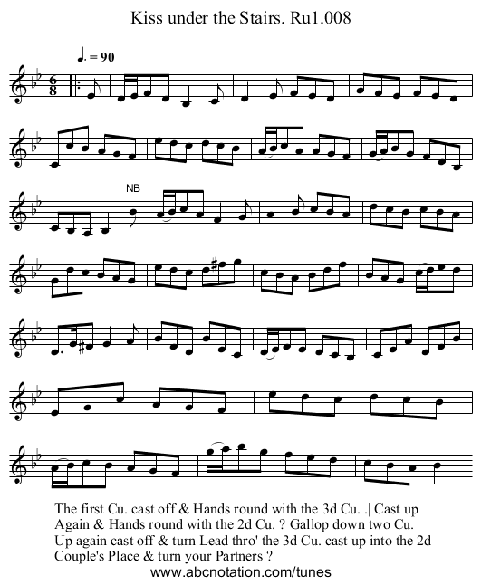 Kiss under the Stairs. Ru1.008 - staff notation