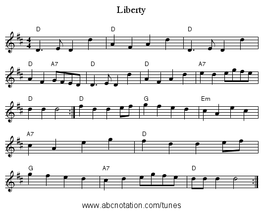 Liberty - staff notation