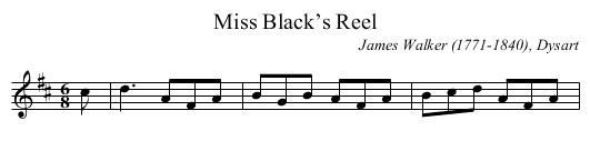 Miss Black’s Reel - staff notation