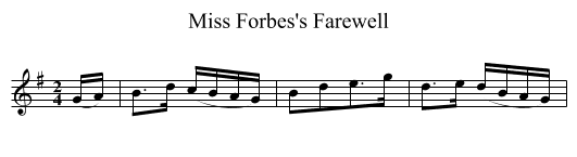 Miss Forbes's Farewell - staff notation