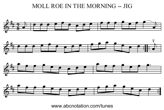 MOLL ROE IN THE MORNING -- JIG - staff notation