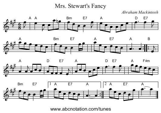 Mrs. Stewart's Fancy - staff notation