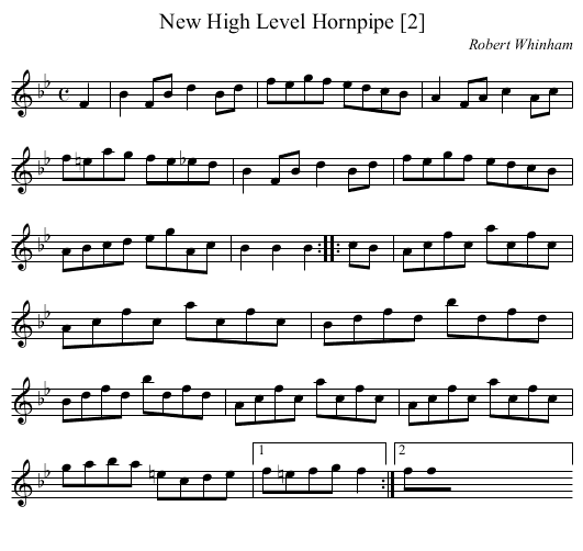 New High Level Hornpipe [2] - staff notation