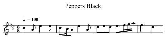 Peppers Black - staff notation