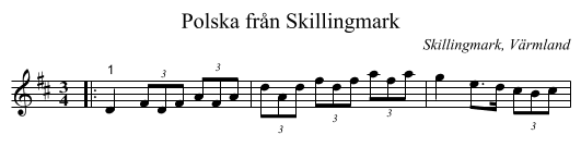 Polska från Skillingmark - staff notation