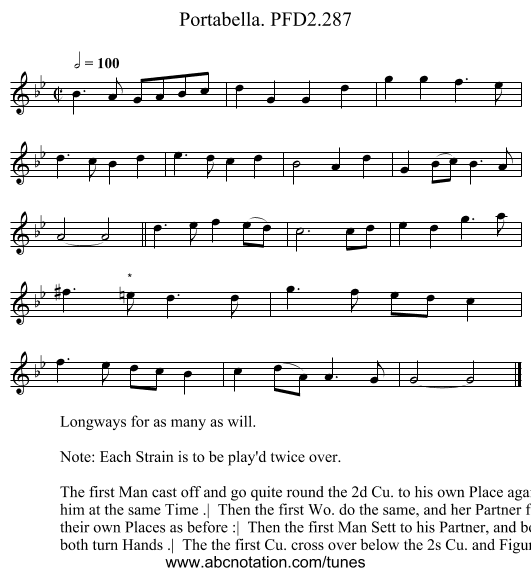 Portabella. PFD2.287 - staff notation