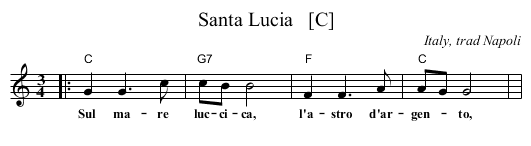 Santa Lucia   [C] - staff notation