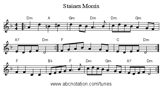 Staines Morris - staff notation
