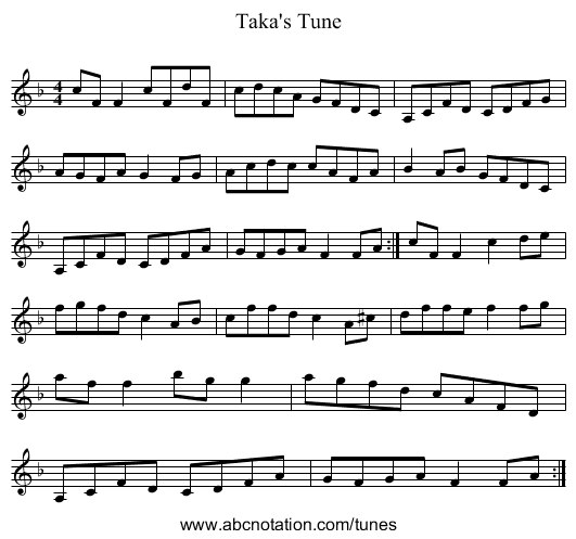 Taka's Tune - staff notation