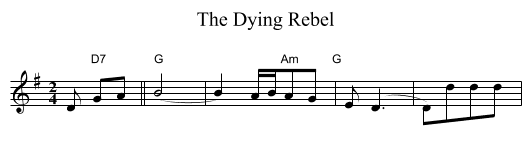 The Dying Rebel - staff notation