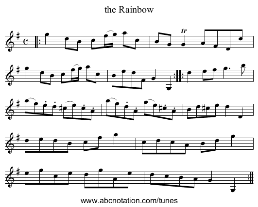the Rainbow - staff notation