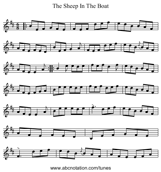 The Sheep In The Boat - staff notation