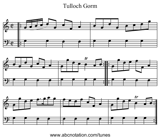 Tulloch Gorm - staff notation