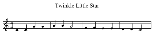 Twinkle Little Star - staff notation