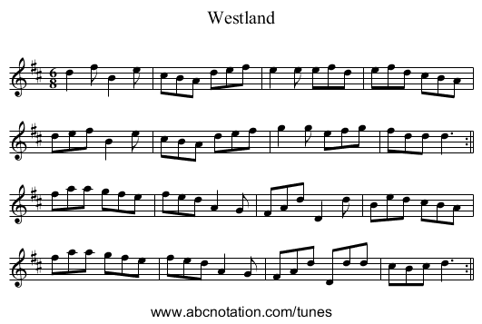 Westland - staff notation