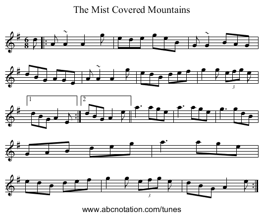 Abc The Mist Covered Mountains Trillian Mit Edu Jc Music Abc Ireland Jig Mistcoveredmountains 1 0000
