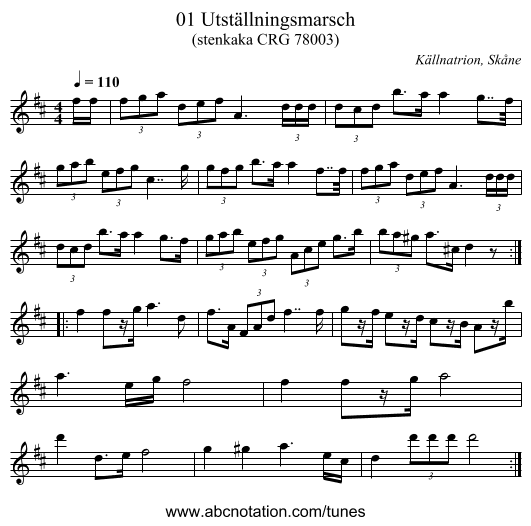 01 Utställningsmarsch - staff notation