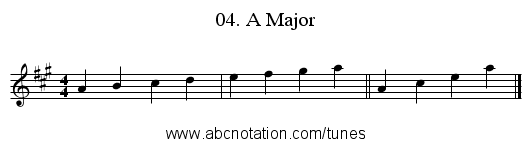 04. A Major - staff notation
