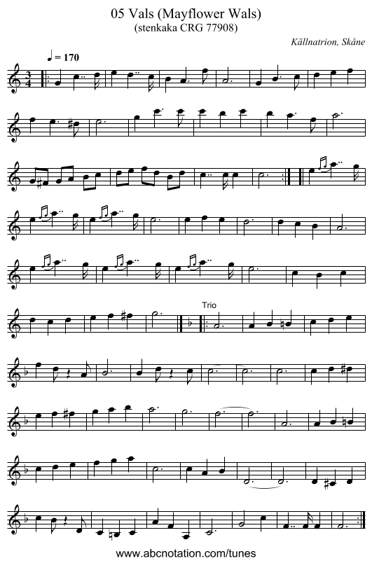 05 Vals (Mayflower Wals) - staff notation