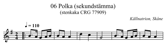 06 Polka (sekundstämma) - staff notation