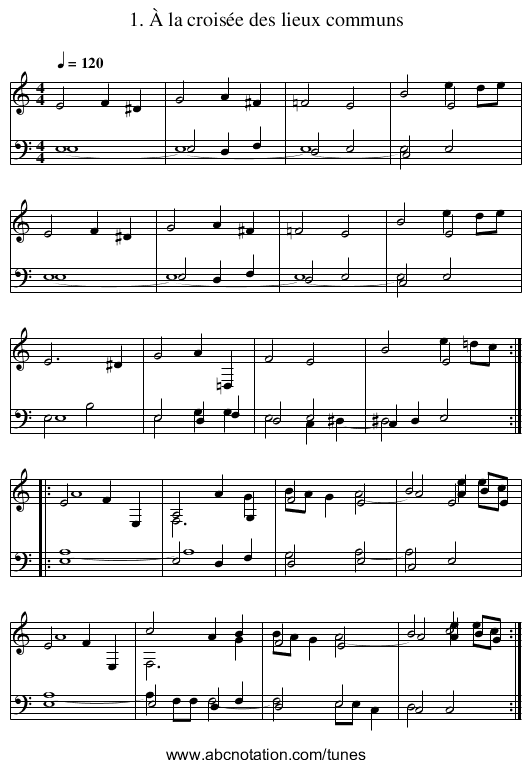 1. À la croisée des lieux communs - staff notation