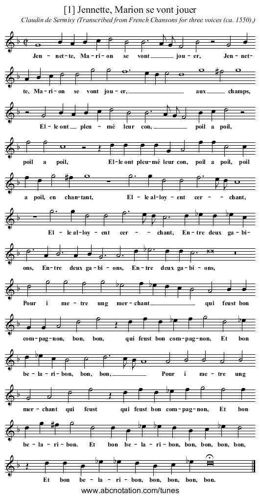 [1] Jennette, Marion se vont jouer - staff notation