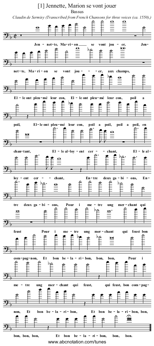 [1] Jennette, Marion se vont jouer - staff notation