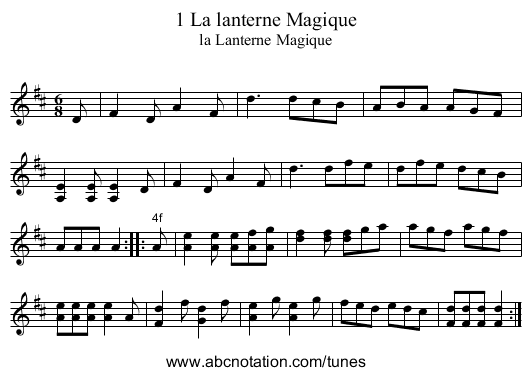 1 La lanterne Magique - staff notation