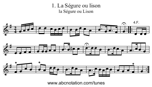 1. La S&eacute;gure ou lison - staff notation